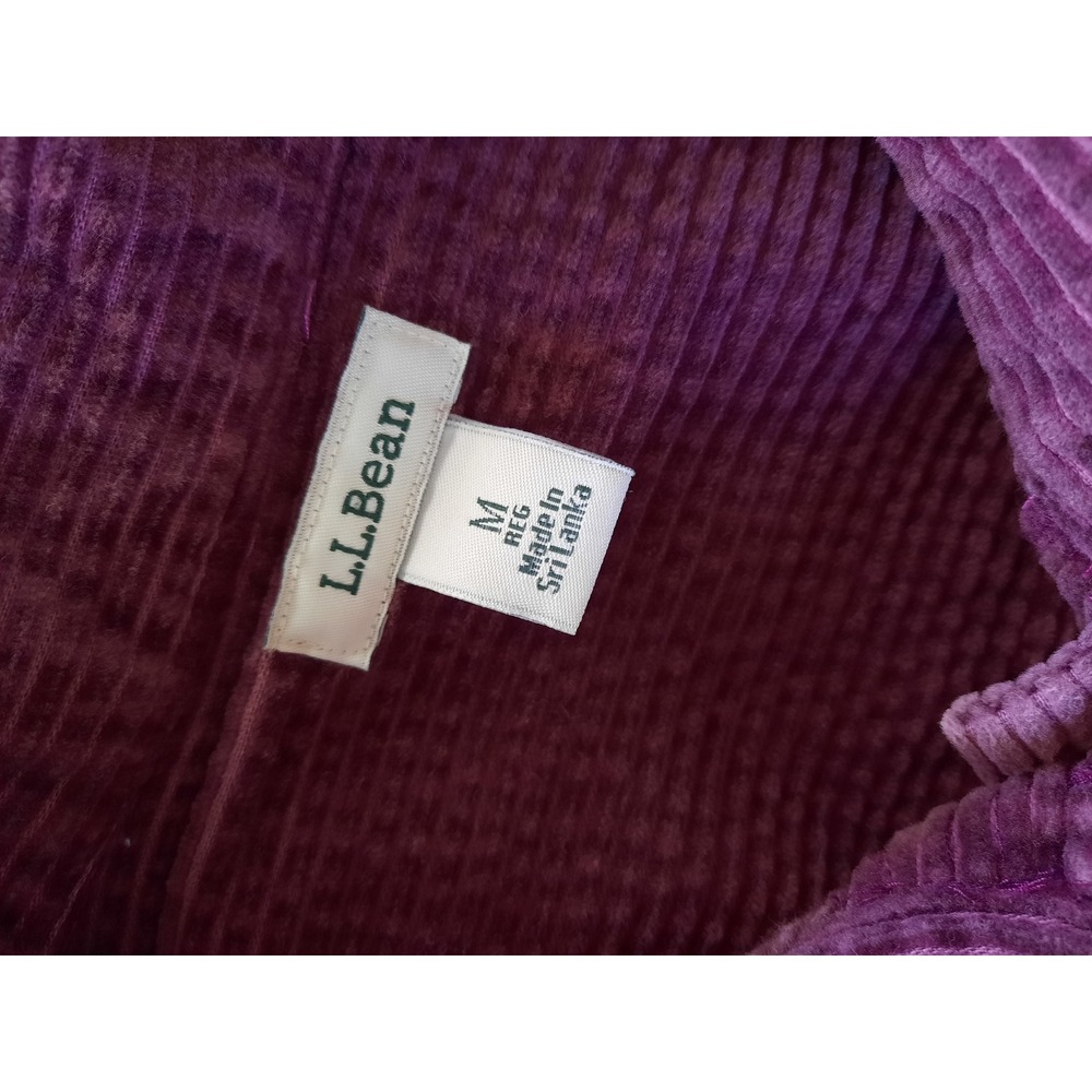 LL Bean Womens Medium Corduroy Pocket Button Down Shirt Plum Purple Cotton - Picture 2 of 9